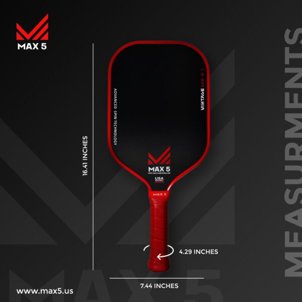 Buy Max 5 Vintage MX-0.1 Carbon Pickleball Paddle Online (Red) - Image 5