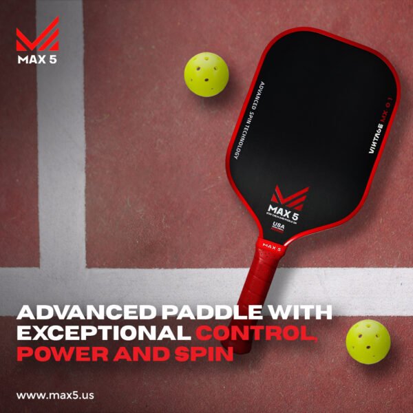 Buy Max 5 Vintage MX-0.1 Carbon Pickleball Paddle Online (Red) - Image 6