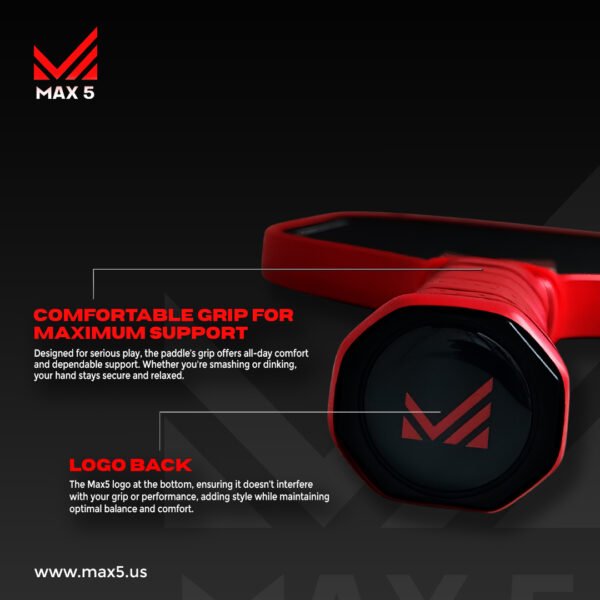 Buy Max 5 Vintage MX-0.1 Carbon Pickleball Paddle Online (Red) - Image 8
