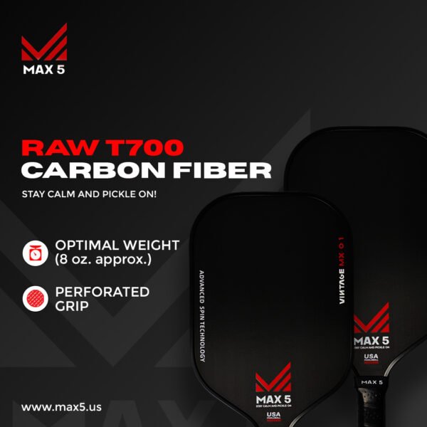 Shop Max5 Vintage MX-0.1 Carbon Pickleball Paddle (Black) - Image 3
