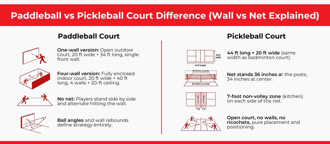 Paddleball vs Pickleball Court Difference